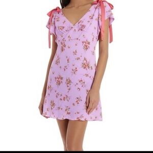 Wild Fable Lavender Floral Bow Shoulder Mini Dress NWT Size Small